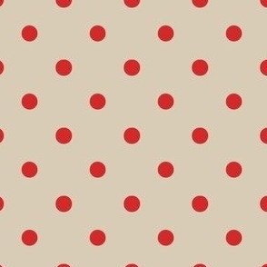 red polka dots on tan