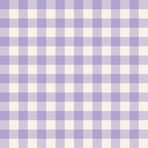 Gingham Check, lilac and ivory (medium) - faux weave checkerboard 1/2" squares