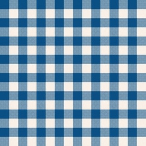 Gingham Check, dark blue and ivory (medium) - faux weave checkerboard 1/2" squares