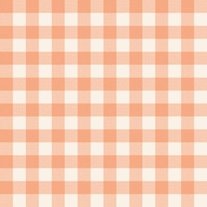 Gingham Check, peach and ivory (medium) - faux weave checkerboard 1/2" squares