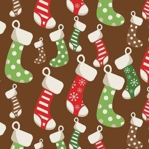 christmas stockings on brown