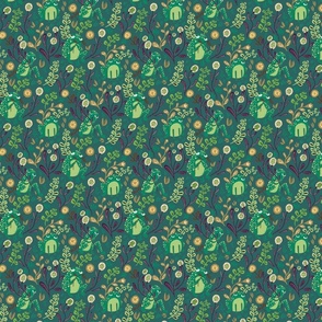 Whimsical Frogs and Flowers Baby and Kids Green background 7"