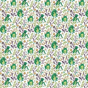 Whimsical Frogs and Flowers Baby and Kids White background 7"