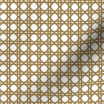 Tan  on White Rattan Caning Pattern