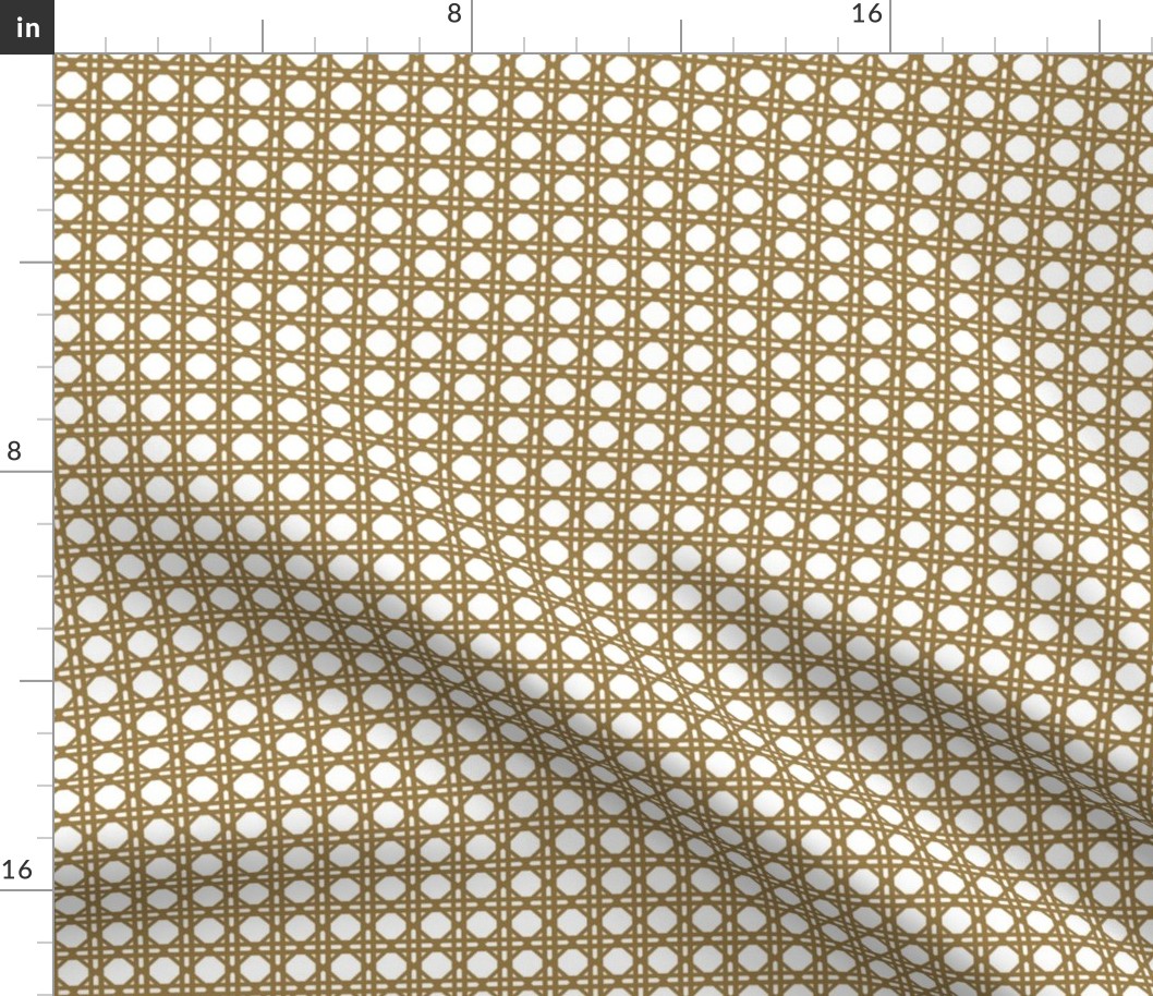 Tan  on White Rattan Caning Pattern