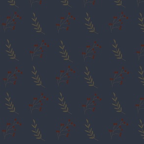 Leaves and Berries (Navy, large)