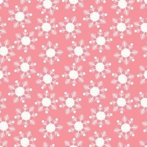 white snowflakes on pink