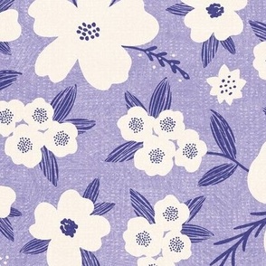 Hanna Floral, Lilac and Ivory (Xlarge) - flowers, leaves and branches