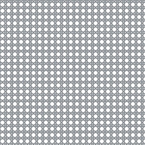 Grey Blue on White Rattan Caning Pattern