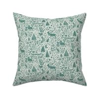 Lake Life - woodland camping on the water - textured - hunter green - small