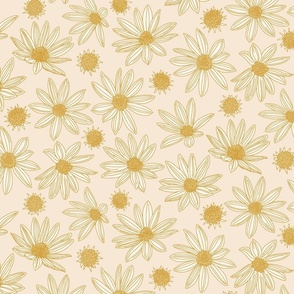 summer's end helianthus floral XL scale antique gold by Pippa Shaw