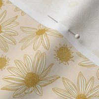 summer's end helianthus floral L scale antique gold by Pippa Shaw