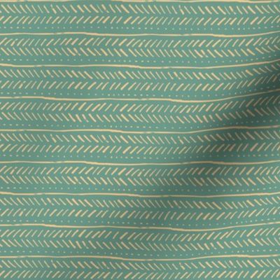 Sage Green and beige Chevron Mudcloth