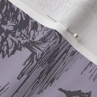 Large-Scale Alien Abduction Toile de Jouy in Purple and Lavender