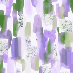 intangible violet purple lavender and green abstract watercolor brushstrokes collage large scale