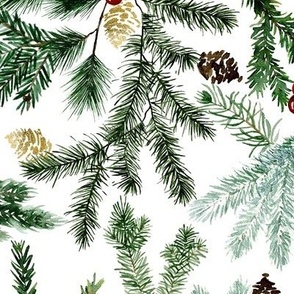 Large / Christmas Pine and Red Berry Garland Foliage