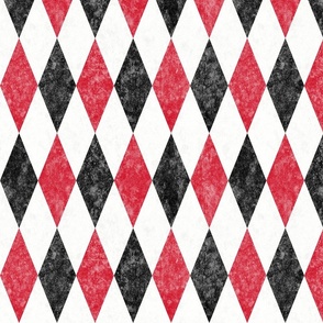 Textured Icy White, Candy Red and Black Harlequin -- Black Red and Icy White Diamonds -- Black White Red Christmas Coordinate -- 12.74 x 10.6 in repeat -- 400dpi (37% of full scale)
