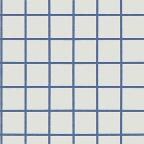 Minimalist Plaid in Blue Nova 825 Grid on Paper White 