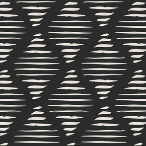 Abstract Modern Inked Brush Lines in Geometric Diamond on Tricorn Black