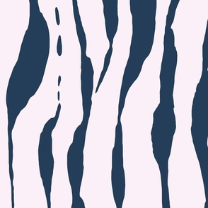 (L) animal print - dark blue striped tiger-zebra over light pink background