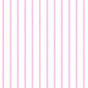 Pastel Pink Hand Drawn Verticle Double Stripe on White