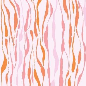 (M) animal print - peach orange and pink striped tiger-zebra on light pink background