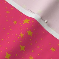 Scattered Stars - 12" large - hot pink and gold 