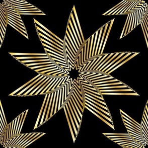 spiral  stars 10 gold on black