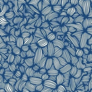 Modern Abstract Blue and White Geometric Line Art