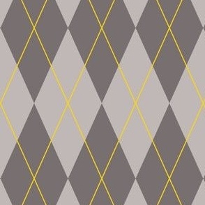 Stylish Preppy Gray and Yellow Argyle