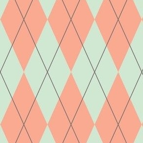Stylish Preppy Mint Green and Peach Pink Argyle 