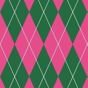 Stylish Preppy Argyle Pink and Green