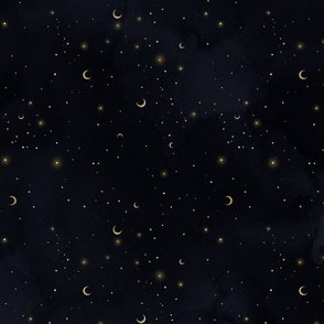 Black Watercolor Nightsky with stars