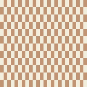 small - 3/4 in x 1 1/2 in - Elongated checkers - retro - lion brown beige and light ivory