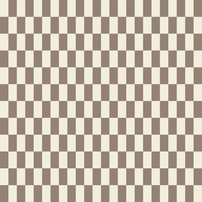 small - 3/4 in x 1 1/2 in - Elongated checkers - retro - morel tan brown and light ivory beige