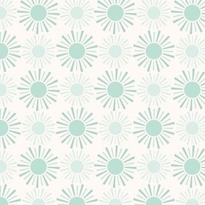 Teal Blue Suns on an Off White Background