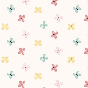 Whimsical Pink, Yellow and Teal Butterflies on Light Background