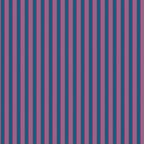 Two Stripe - 1" - blues on hot pink