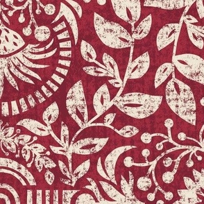 Winter Floral in Red – Large Scale