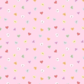 Candy Hearts on Pink