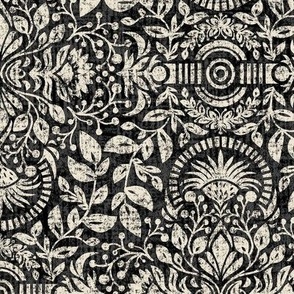 Winter Floral in Black – Medium Scale