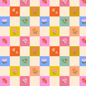 Floral Checkerboard - Small