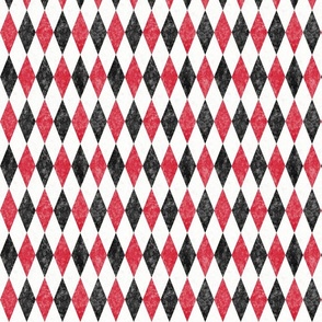 Tiny 1" Textured Icy White, Candy Red and Black Harlequin -- Black Red and Icy White Diamonds -- Black White Red Christmas Coordinate -- 5.99in x 4.99in repeat -- 850dpi (18% of Full Scale) 