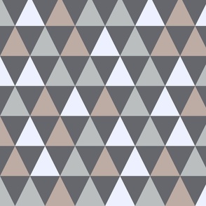 large - Triangles and diamonds - silver and dim gray with taupe beige and ghost white accents