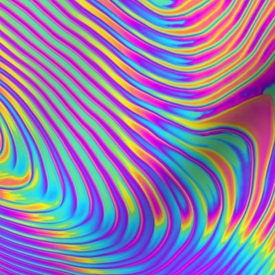 Trippy Psychedelic Rainbow Ridged Topological Map Moire Swirls