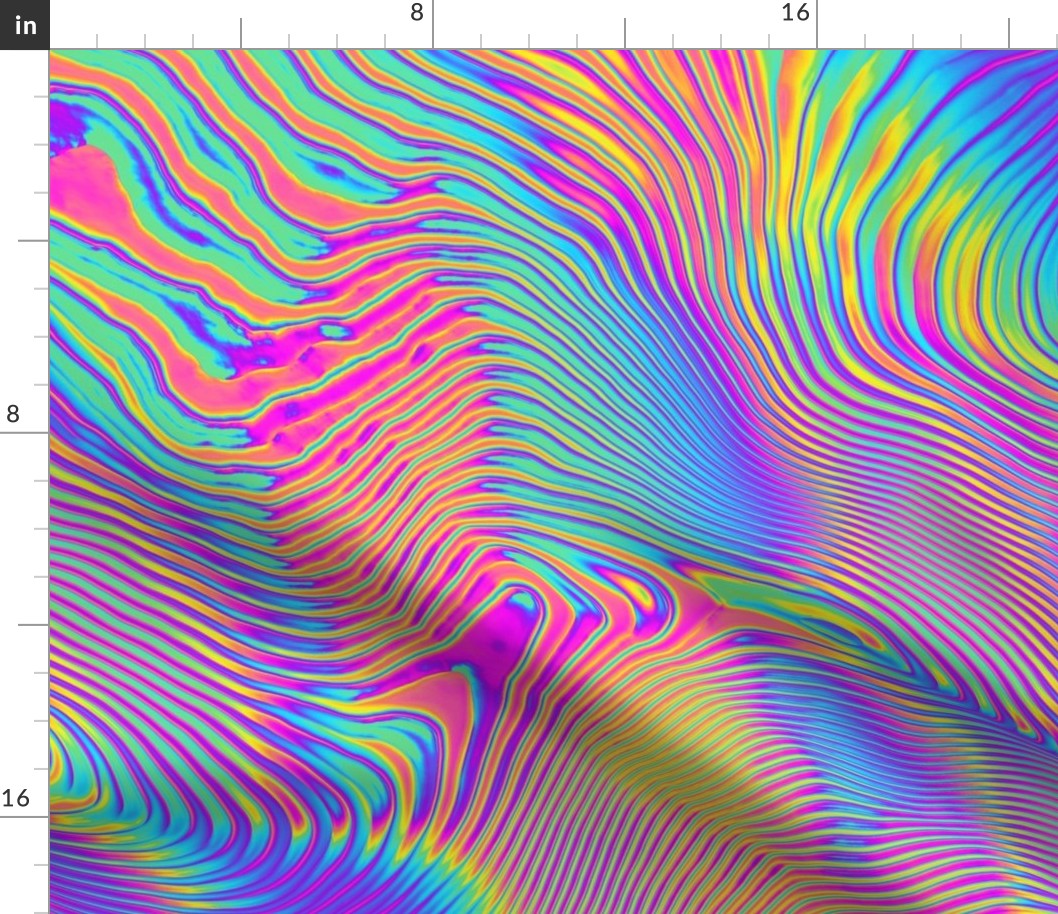 Trippy Psychedelic Rainbow Ridged Topological Map Moire Swirls