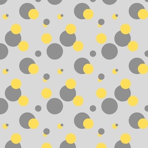 Molecules: Grey and yellow circles floating around the universe 