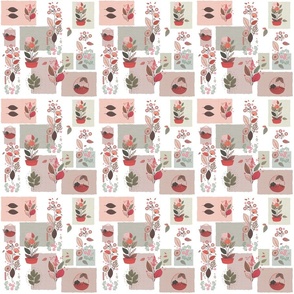 Scandi Red Pink Shabby Chic Shaker Scandinavian Boho Floral Flowerpot Graphic