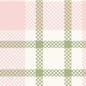 medium tartan plaid / pink and green