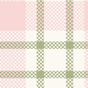 large tartan plaid / pink and green